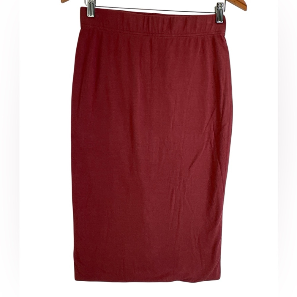 Peruvian Connection Burnt Orange Pull-On Midi Skirt – Pima Cotton Blend